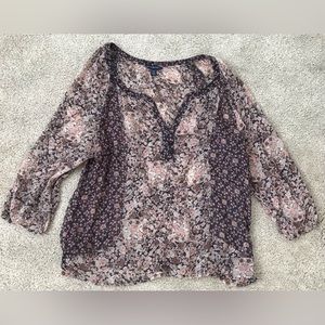American Eagle Sheer Floral Top XL